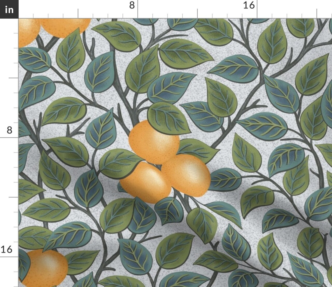 Orange Fruit Citrus Summer Botanical Mediterranean Tree Oranges Nature Plant Floral Large Scale Custom Printed Fabric by Spoonflower Various Fabrics by the Yard or Fat Quarter